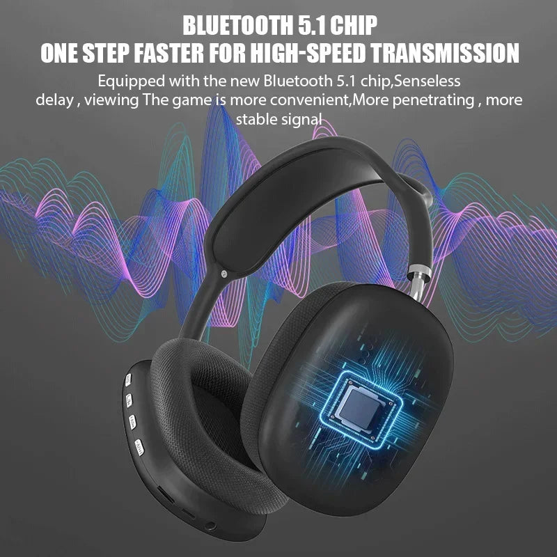 New P9 Wireless Bluetooth Headphones Noise Cancelling with Microphone Pods Over Ear Sports Gaming Headset for Apple iPhone