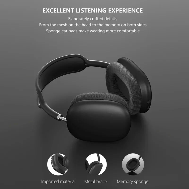 New P9 Wireless Bluetooth Headphones Noise Cancelling with Microphone Pods Over Ear Sports Gaming Headset for Apple iPhone