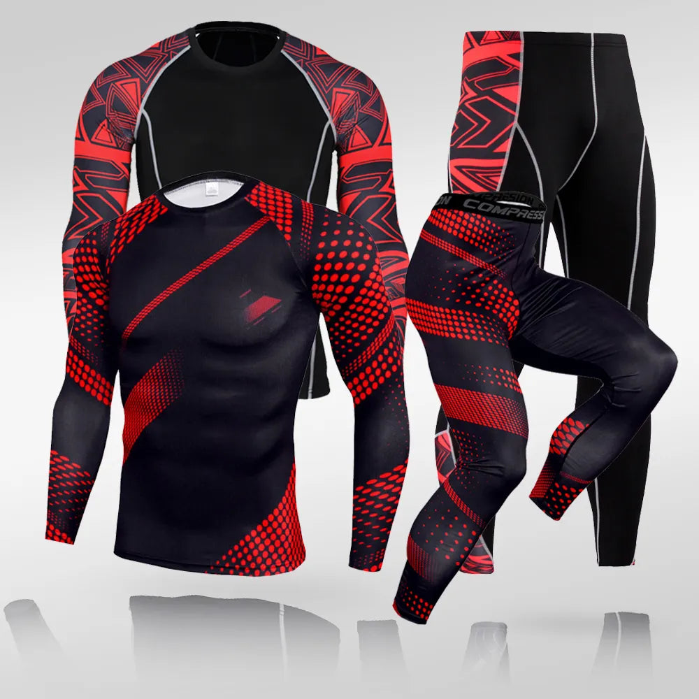 Men's Compression Sportswear Suits Gym Tights Training Clothes Workout Jogging Sports Set Running Rashguard Tracksuit For Men