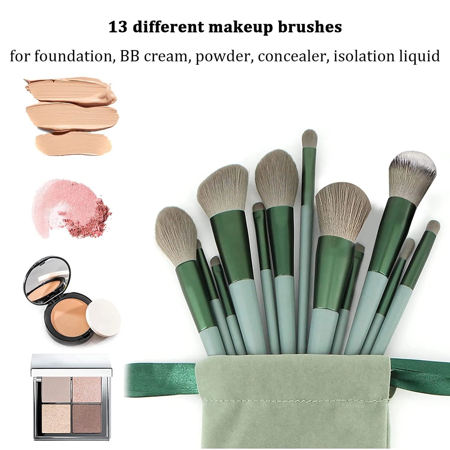 Professional 13PCS Makeup Brushes Set 2 Powder Puff Sponge for Cosmetics Foundation Blush Eyeshadow Blending Brush Beauty Tools