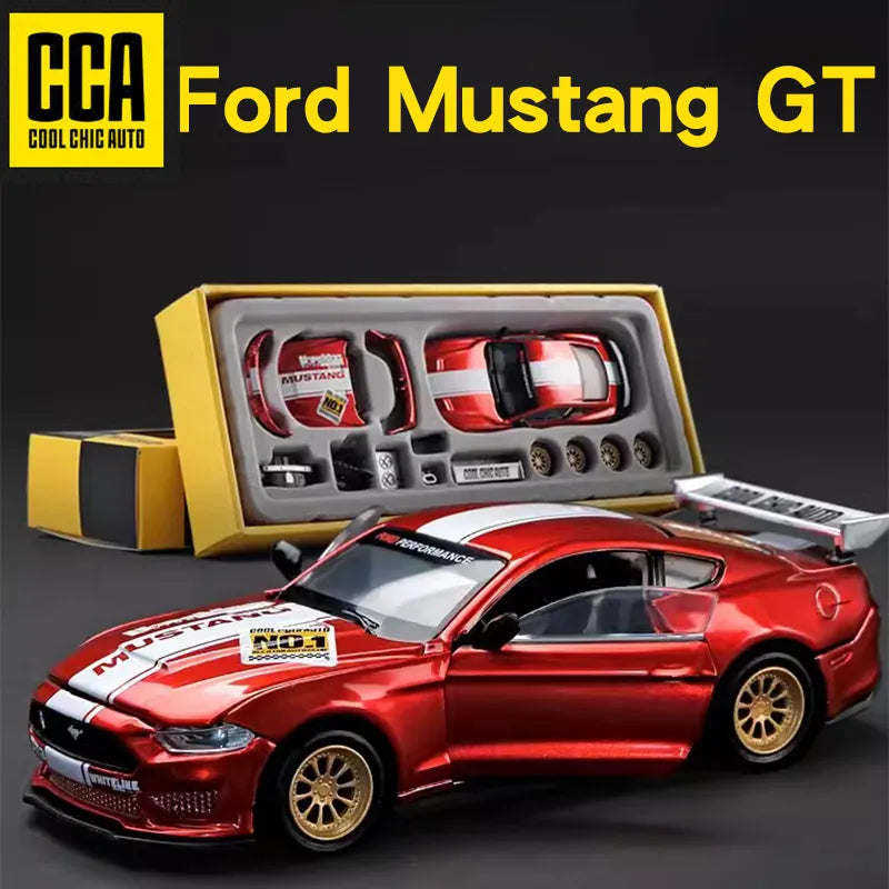 CCA 1/42 2018 Ford Mustang GT Alloy Model Car Diecast Metal Assembly Modification Series Miniature Vehicle Collection Toy Car