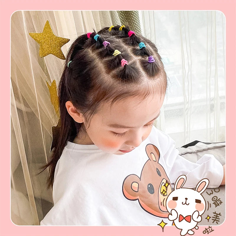 100pcs/Set Children Elastic Hair Bands Girls Rubber Band For Kids Sweets Scrunchie Hair Ties Clip Headband Baby Hair Accessories