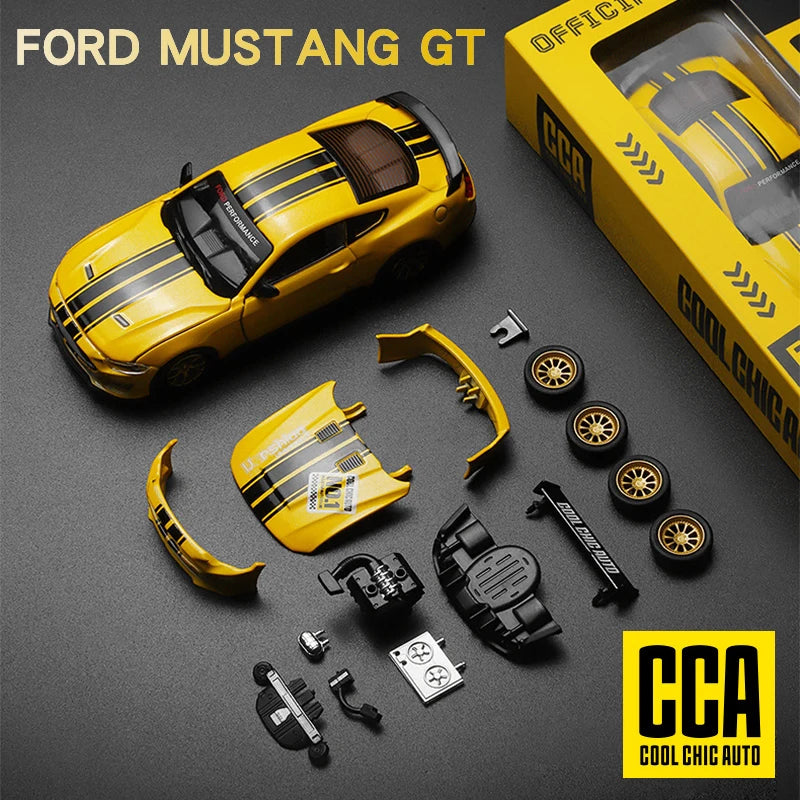 CCA 1/42 2018 Ford Mustang GT Alloy Model Car Diecast Metal Assembly Modification Series Miniature Vehicle Collection Toy Car