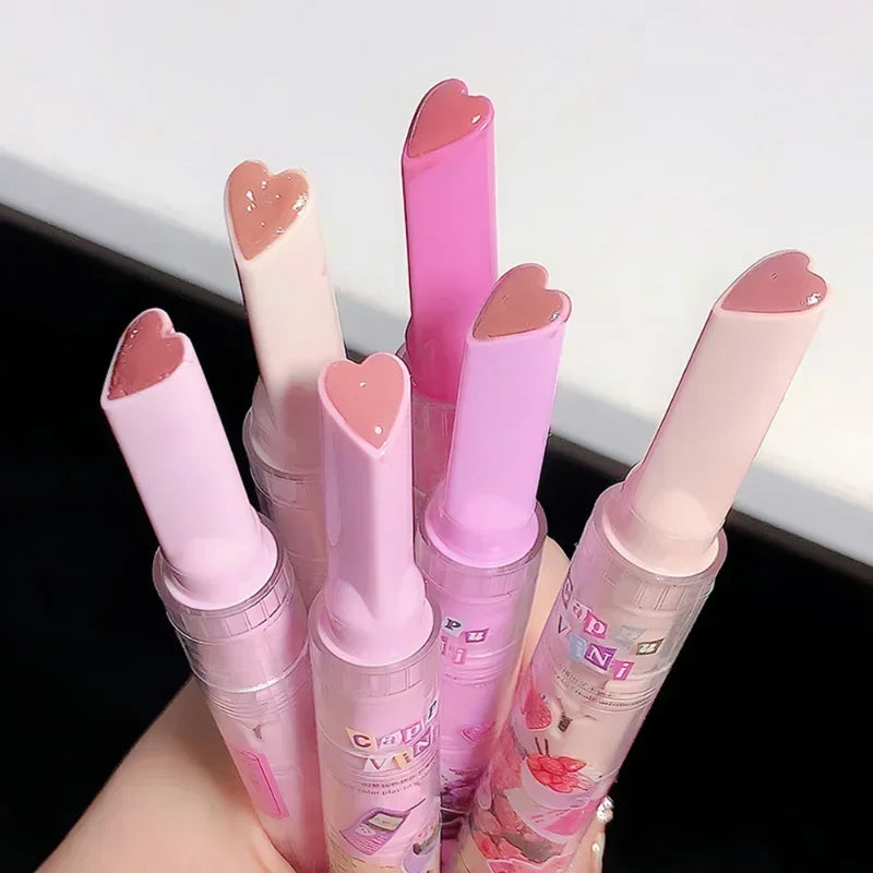 Love Shape Jelly Lipstick Waterproof Non-stick Cup Mirror Solid Lip Gloss Clear Lasting Moisturizing Lip Stick Makeup Cosmetic