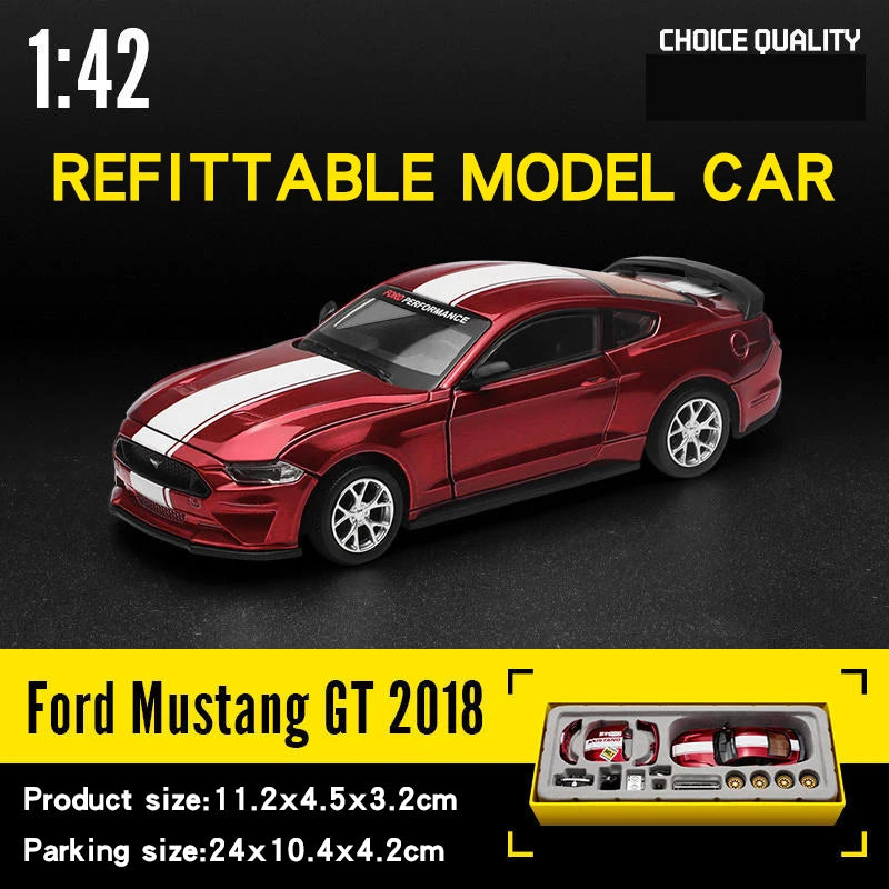 CCA 1/42 2018 Ford Mustang GT Alloy Model Car Diecast Metal Assembly Modification Series Miniature Vehicle Collection Toy Car