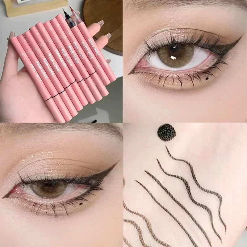 Ultra Thin Silky Matte Liquid Eyeliner Waterproof Non Smudging Lasting Black Brown Pink Lying Silkworm Eye Liner Eyes Makeup