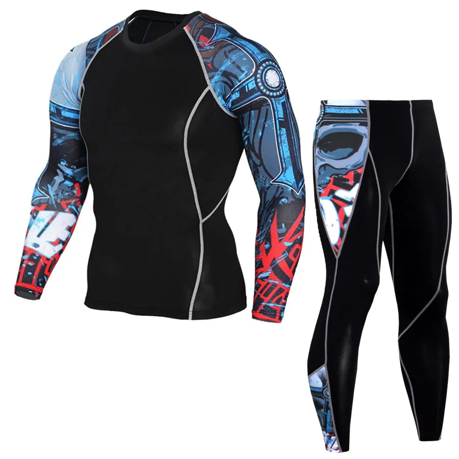 Men's Compression Sportswear Suits Gym Tights Training Clothes Workout Jogging Sports Set Running Rashguard Tracksuit For Men