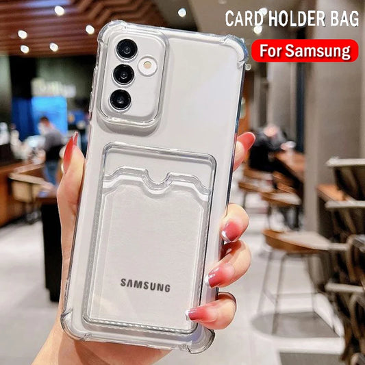 Card Bag Case for Samsung Galaxy A24 A54 5G A14 A34 A23 A52 A21S A42 A50S A30S A50 A72 A52S A22 Shockproof TPU Cover Clear Funda