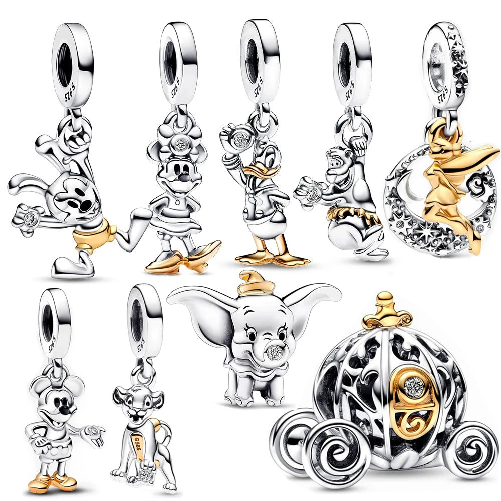 Disney Stitch Minnie Mouse Winnie Charms Dangle Fit Pandora Charms Silver Original Bracelet for Jewelry Making