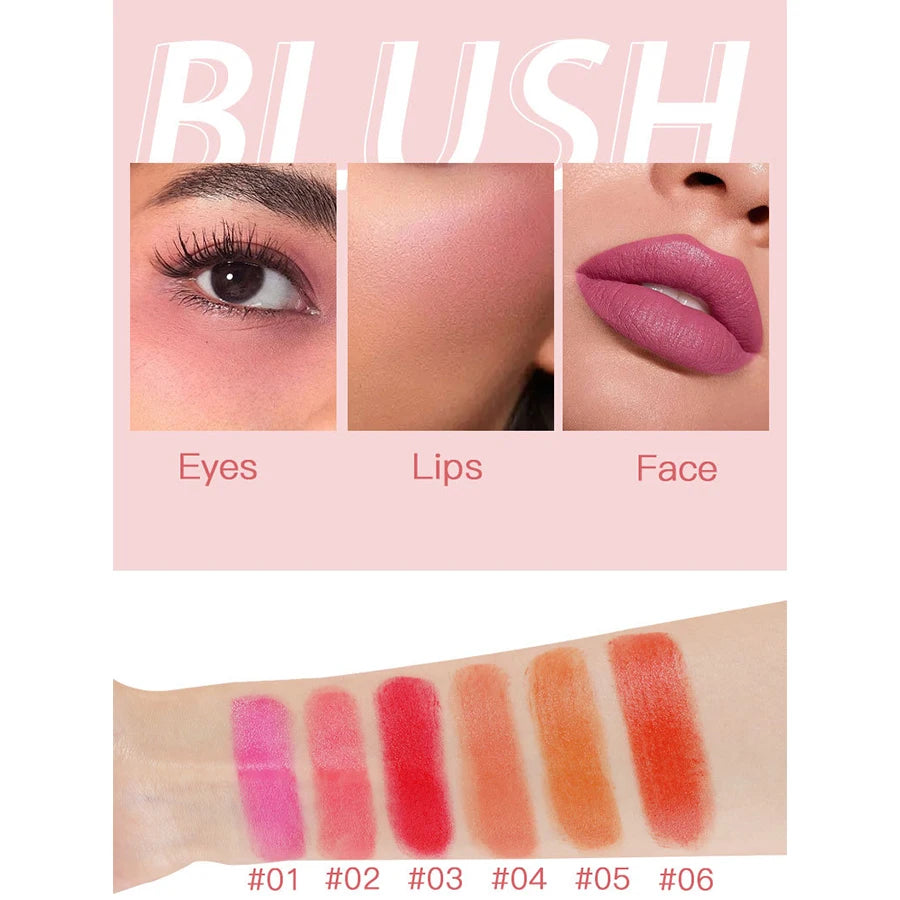 3 In 1 Three Dimensional Blusher Stick Long Lasting Waterproof   Matte Blush Eyeshadow Lip Universal