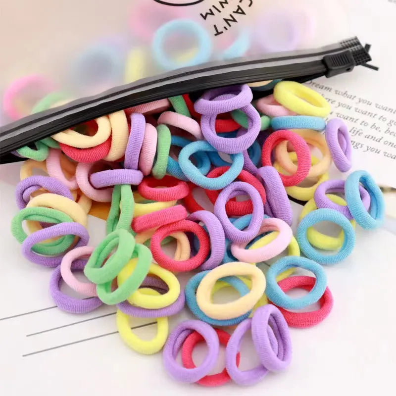 100pcs/Set Children Elastic Hair Bands Girls Rubber Band For Kids Sweets Scrunchie Hair Ties Clip Headband Baby Hair Accessories