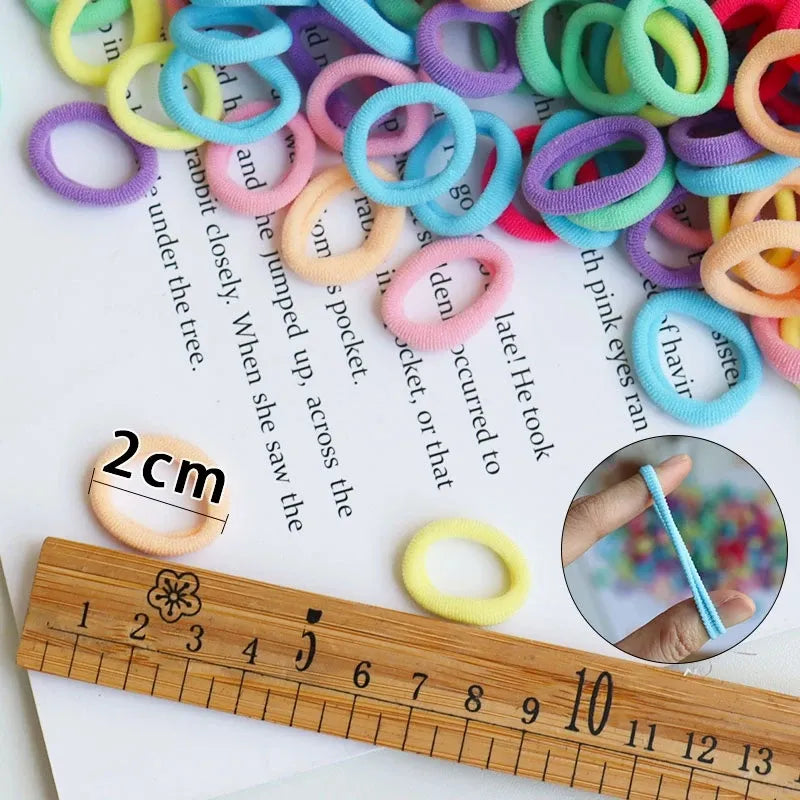 100pcs/Set Children Elastic Hair Bands Girls Rubber Band For Kids Sweets Scrunchie Hair Ties Clip Headband Baby Hair Accessories